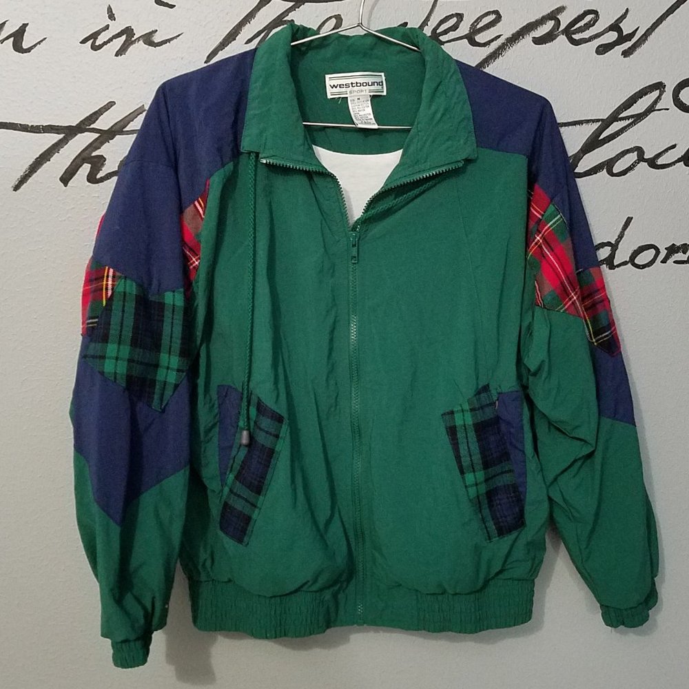 Vintage Patchwork Plaid 90s Windbreaker, Westbound